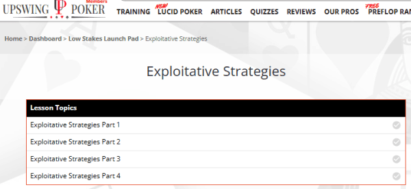 Upswing Lab 4. Exploitative Strategies