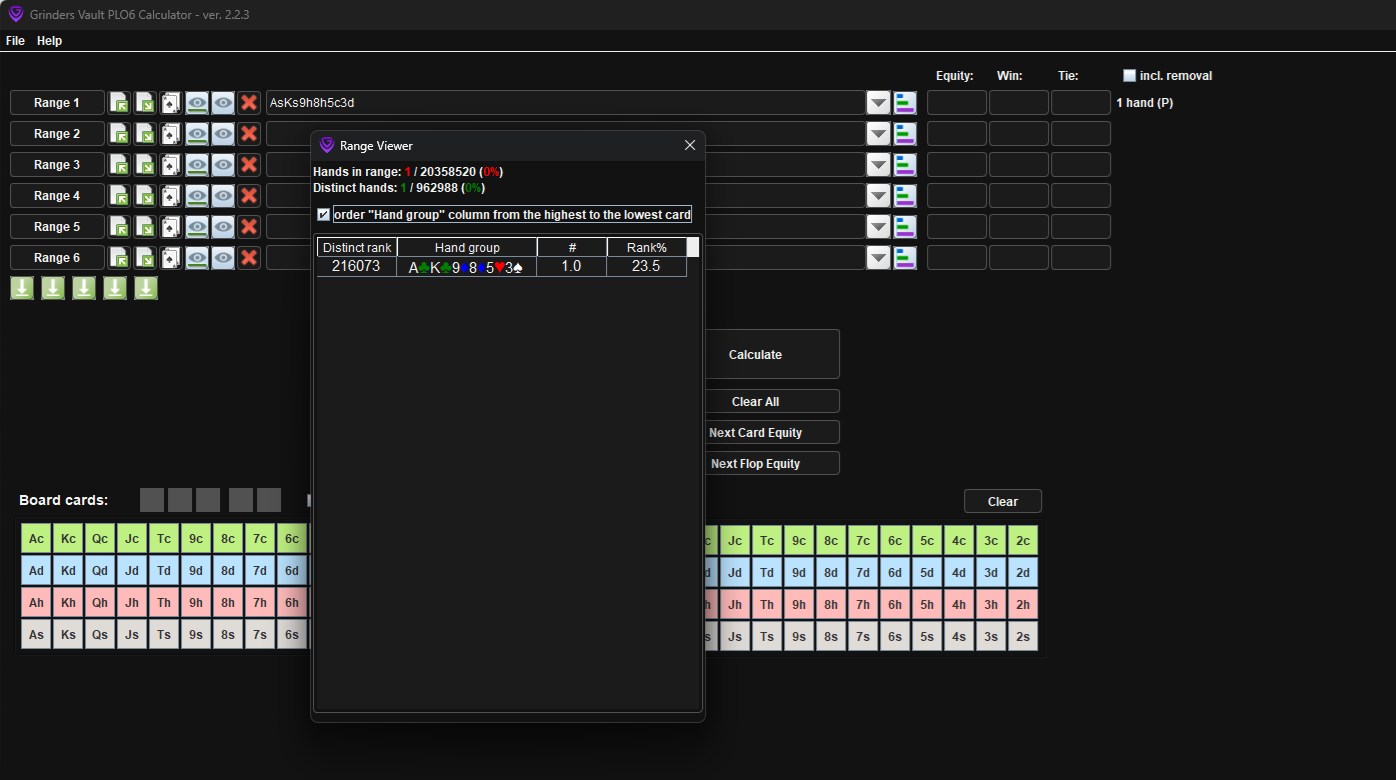 GRINDERS VAULT PLO6 CALCULATOR Sample