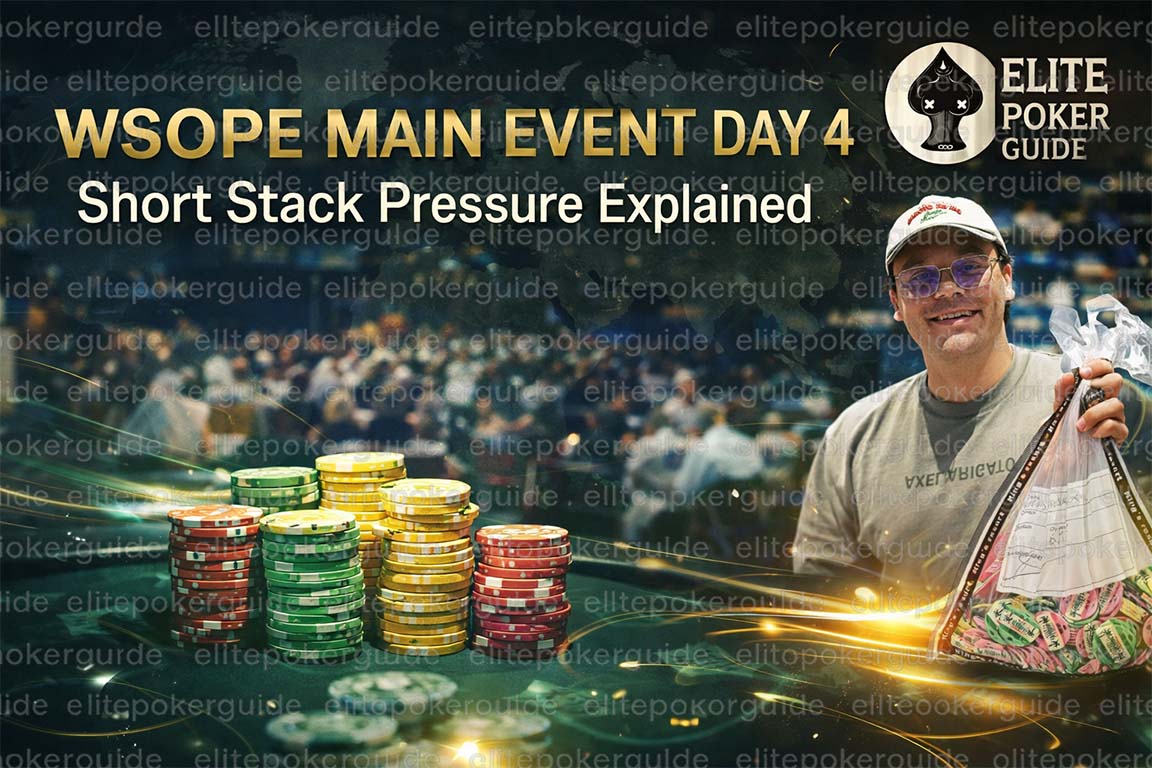 WSOPE Main Event Day 4 — Short Stack Pressure Explained | ElitePokerGuide.io