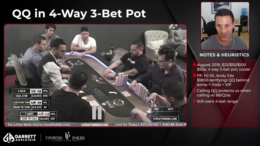 Destroy Live Cash hand 11 QQ bluff vs Andy – Garrett Adelstein Hustler Casino Live