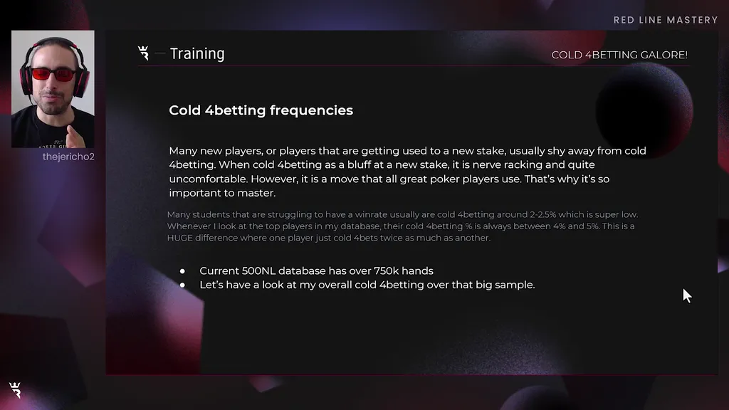 Cold 4-betting frequencies slide from Run It Once Red Line Mastery