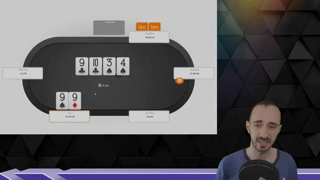 Poker table view from the Lessons in Review lesson of Upswing Red Line Rocketship