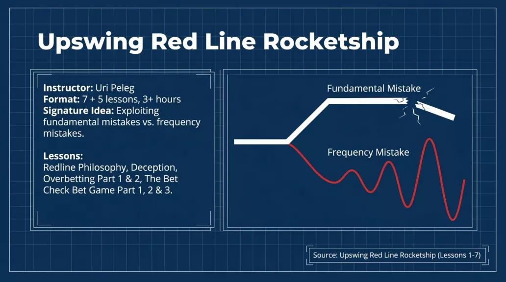 Slide 7 of 14: Upswing Red Line Rocketship overview, Uri Peleg, 7 plus 5 lessons, fundamental versus frequency mistake chart